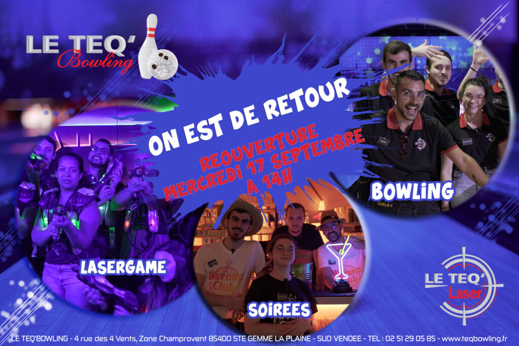 Réouverture du Teq'Bowling le 17 septembre 2025 à Sainte-Gemme-La-Plaine près de Luçon